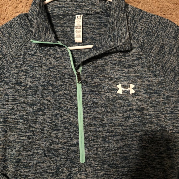 Blue Under Armour jacket with teal zipper - Picture 2 of 3